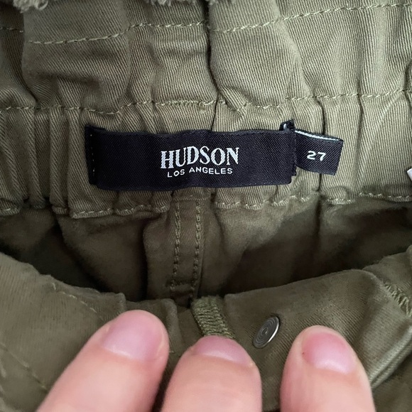 Hudson Remi High Rise Paper Bag Straight Jeans Size 27 Olive Green - Picture 6 of 12